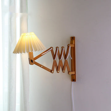 Retro Nordic Japanese Style Solid Wood Telescopic Lamp