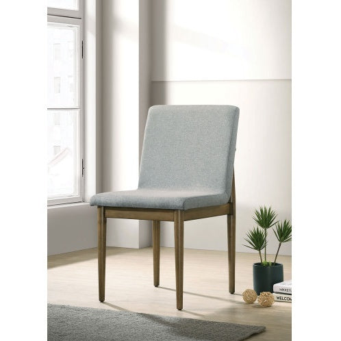 Natural Tone Frame Light Gray Fabric Set Of 2pc Side Chairs Dining Room Furniture Chair Upholstered Seat