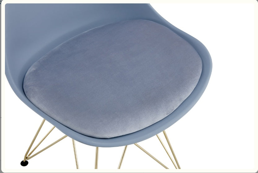 Modern Dining Chairs With Shell Resting Area, Plastic Seats And Golden Steel Legs
