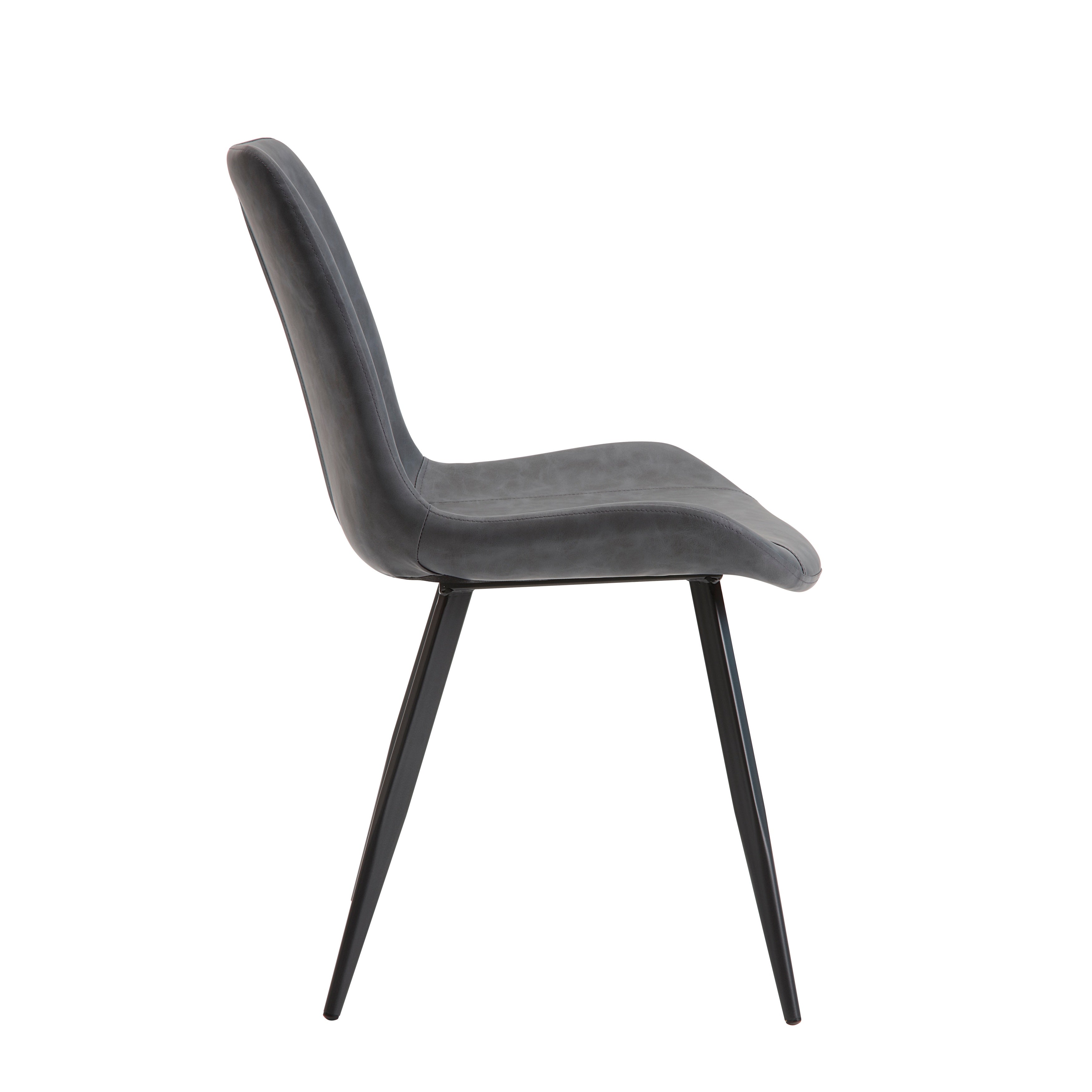 Modern Design Dining Chairs 2pc Set Gray Faux Leather Upholstery Black Metal Legs Kitchen Dining Furniture