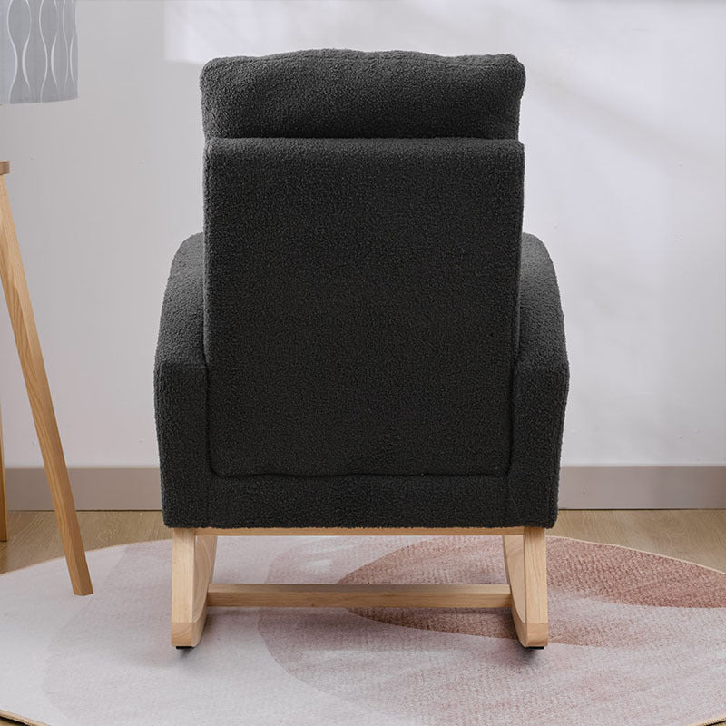 Modern Accent Rocking Chair Rocking Chair With Solid Wood Legs, Upholstered Nursery Glider Rocker, Comfy Armchair With Side Pocket, Living Room Lounge Arm Chair With High Backrest NO TEMU
