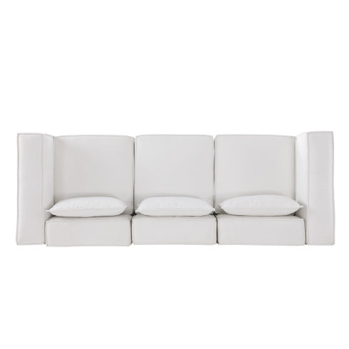Modular Sofa BEIGE Chenille Fabric, Simple And Grand, The Seat And Back Is Very Soft. This Is Also A KNOCK DOWN Sofa