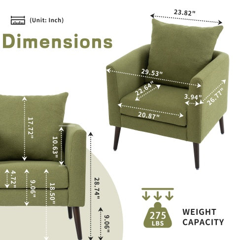 Upholstered Armchair With Solid Wood Legs