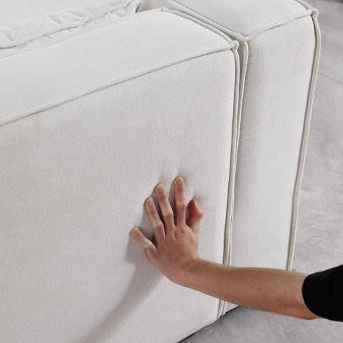 Modular Sofa BEIGE Chenille Fabric, Simple And Grand, The Seat And Back Is Very Soft. This Is Also A KNOCK DOWN Sofa